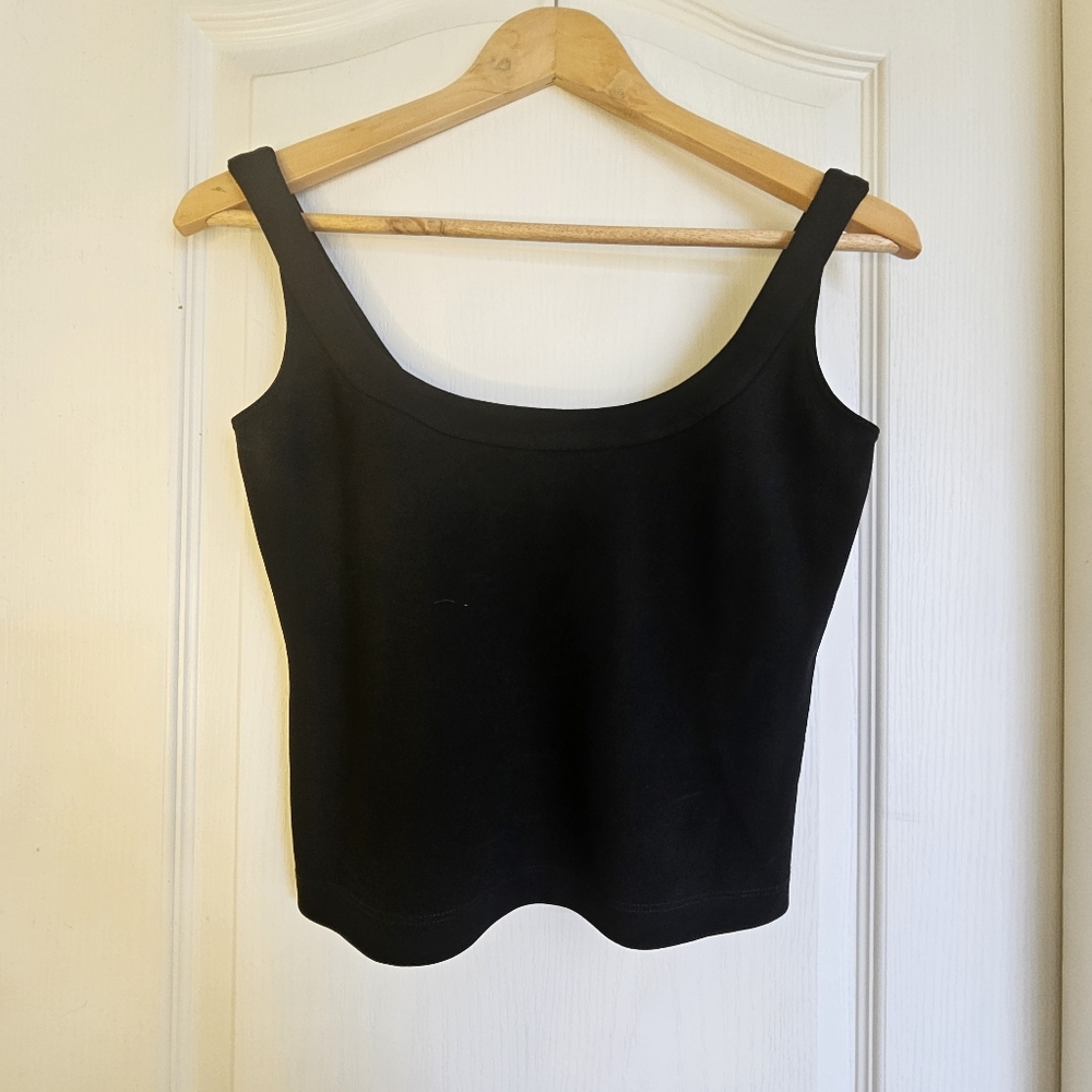 Vintage Linda Allard Ellen Tracy Black Knit Crop Tank Top Sz 4p